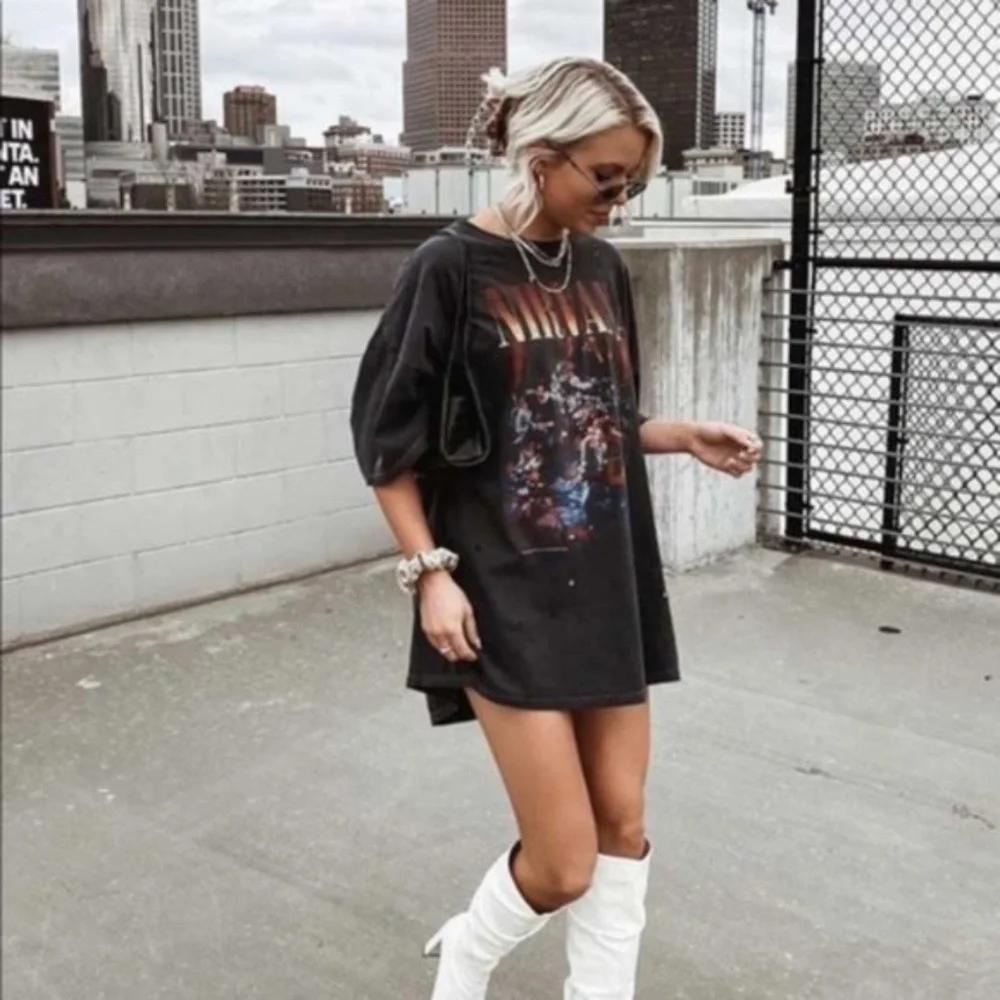 Nirvana vintage style black Oversized graphic tee - Picture 4 of 7